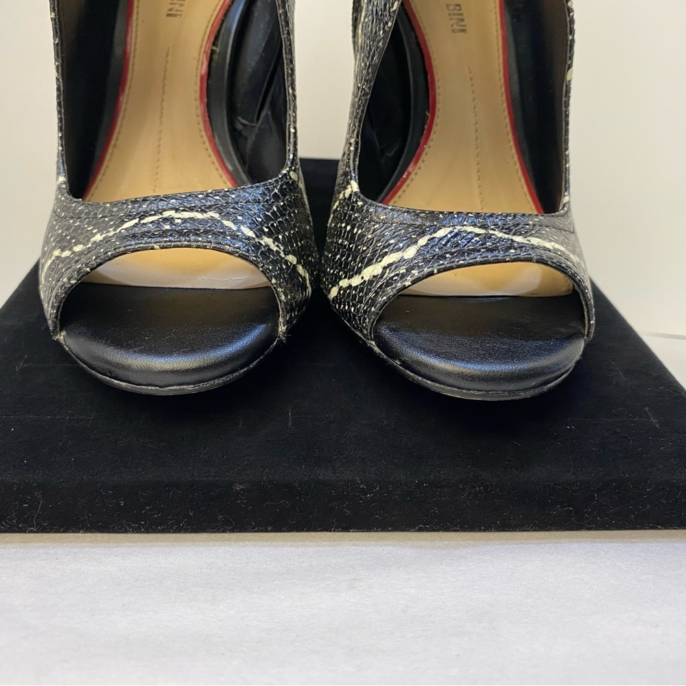 Gianni Bini Snakeskin Leather Peep Toe Ankle Bootie Stiletto Heel 7 - Picture 7 of 15